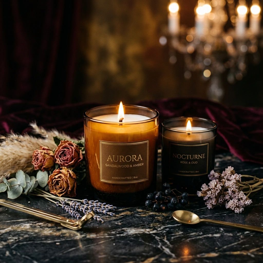 Luxury candles in ambient light